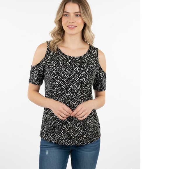 Jones New York Women's Polka Dot Cold Shoulder Shirt Size XS NWT - Picture 1 of 1